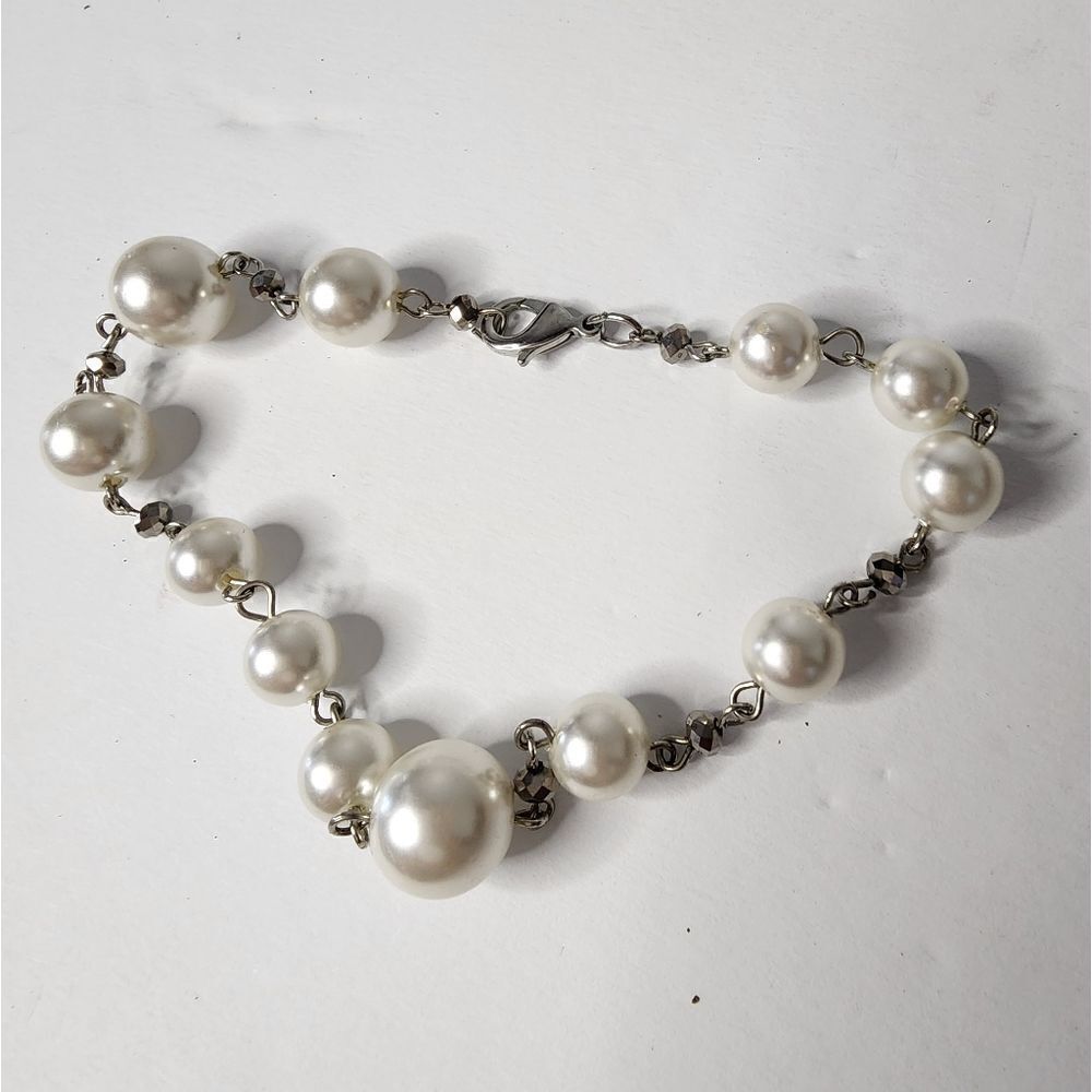 Bracelet Faux Pearl Rhinestones Accents See Photo For Measurement